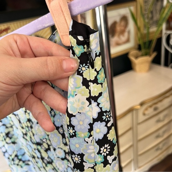 Vintage Silk Floral Skirt with Ruffle Hem - Picture 7 of 8